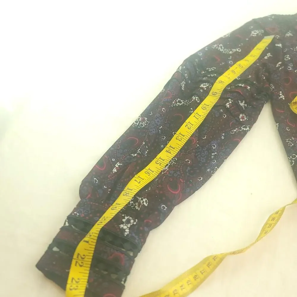 Michael Kors Red Purple Paisley Semi-sheer Medium Button Up Blouse